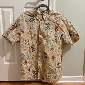NWOT Eddie Bauer Baja Shirt Mens XL Button Down Bigfoot Sasquatch Hiking Forest